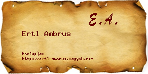 Ertl Ambrus névjegykártya